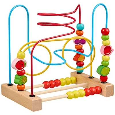 Image of Balinco MOTORIC SLIDE, Wooden toy Bead Maze with Obstelements &amp; Slider. Baby 6 months