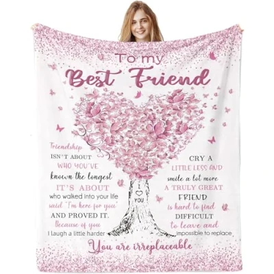 Image of VivaJoy Best Friend Blanket, Friends Throw Blanket 60&quot;X50&quot;, Friendship Gifts for Women,Bestie,Sister, Creative Friends, Idea