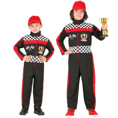 Image of Widmann Cappy 52597 Children&#039;s Costume Formula 1 Driver, Jumpsuit, Racer, Athlete, Theme Party, Carnival, Multicoloured, 140