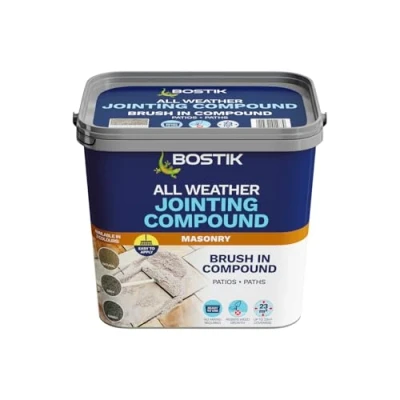 Image of Bostik All Weather jointing Compound Grey Patio Grout Ready to use paving solution for Patios, Driveways, Pathways, and other Landscaping projects Weed &amp; Erosion Resistant 15kg