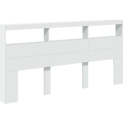Image of vidaXL Headboard Cabinet with LED White 200x17x102 cm