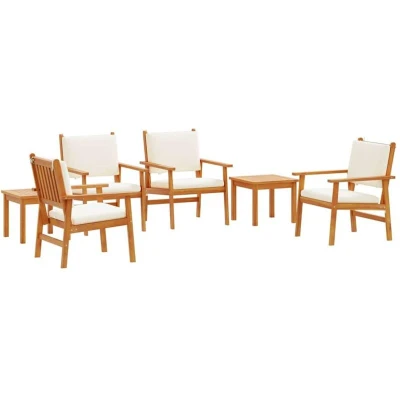 Image of vidaXL 6 Piece Garden Dining Set with Cushions Solid Wood Acacia