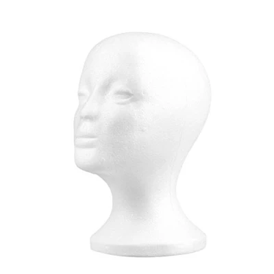 Image of POLYSTYRENE Female Display Mannequin Head Dummy Wig Stand Manikin Foam Cap Retail Window Sunglasses Glasses Hairpiece Model Styrofoam Shop