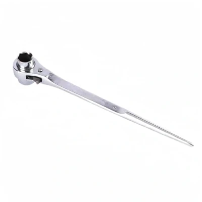 Image of 19 22mm Scaffold Spanner Ratcheting Socket Wrench Flat Satin Cr v Ratchet Podger Tool
