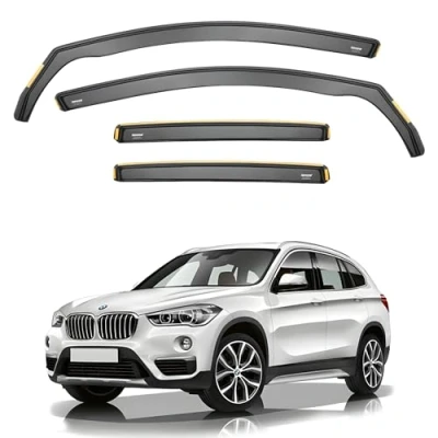 Image of iSpeed Wind Deflectors For BMW X1 F48 5 Door SUV 2016 onwards 4pc Keep Your Car Ventilated In Rain Reduce Turbulence Tinted Channel