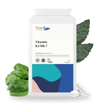 Image of Troo Vitamin K2 MK 7 100mcg 120 Capsules Highly Bioactive VIT Bone Support Supplement Using MK7 Easy Swallow Suitable for Vegans 4 Month Supply