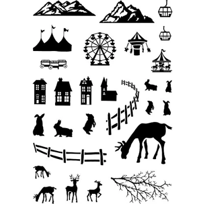 Image of Card io CDCCSTFES 03 Festive Scene Clear Stamp Set, Transparent, 22.4 x 11.4 0.4 cm