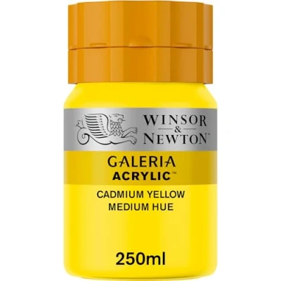 Image of Winsor and Newton Galeria Acrylic Colour 250ml 120 Cad Yellow Medium Hue (Pot)