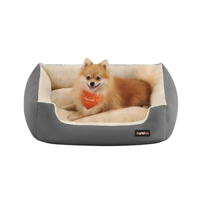 Image of Feandrea Dog Bed Large Washable, Soft Cosy Grey Sofa Puppy for Medium Dogs, Removable Reversible Cushion Beds Pet Bed, 70 x 55 21 cm, Dark PGW003G01
