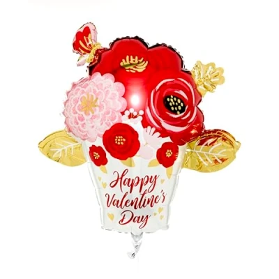 Image of Amscan Anagram 4364101 Valentine&#039;s Day Painted Flowers SuperShape Foil Balloon 26&quot;