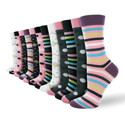 Image of Socksmad Womens Ladies Socks Multipack 12 Pack Soft Breathable Black Cotton Ankle Motif Size 4 7 (UK, Numeric, 4, 7, Regular, Assorted Design)