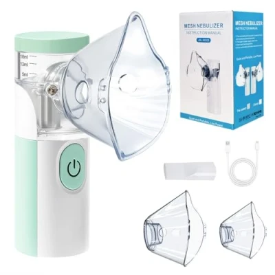 Image of Ultrasonic Nebuliser Machine for Adults, Rechargeable Portable Adults &amp; Kids, Silent Kids with 2 Masks and Mouthpiece, Handled Nebulizer Home