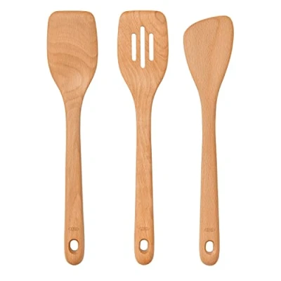 Image of OXO 11157300 Set of 3 Brown Wood Spoons, 31.5 x 6.5 2 cm