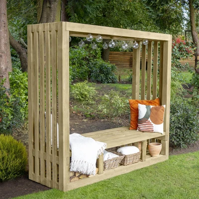 Image of Forest Amalfia Wooden Garden Arbour Seat 6&#039;1 x 2&#039;3 (1.85m 0.68m)