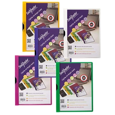 Image of Snopake A4 4 mm Presentation ClipFile [Pack of 5] Bright Assorted [12677]