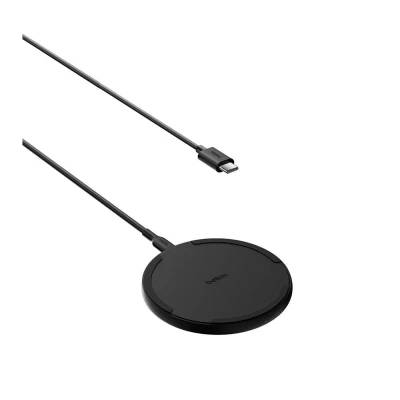 Image of Belkin Wireless Charging Pad 15W Qi Charger, Station for Apple iPhone 16, 15/14/13 Series, AirPods, Samsung Galaxy S25, S24, Pixel 5ft Cable Included (No PSU) Black