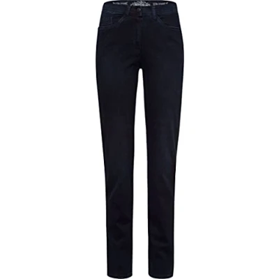 Image of Raphaela by Brax Women&#039;s Style Laura 5 Pocket Magic Waist Ultra Dynamic Denim Super Slim Pants, Dark Blue, 32W x 30L