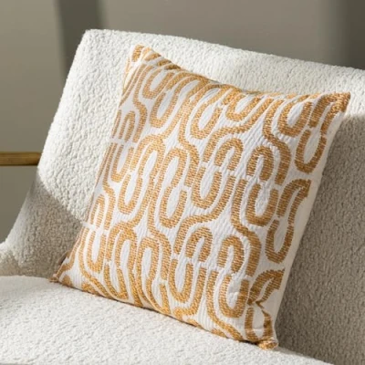 Image of Hoem Ibizia Abstract Filled Cushion Black Cotton Size 50 cm x