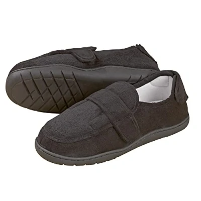 Image of easylife lifestyle solutions Indoor Outdoor Shoe Slippers Perfect for anyone who suffers From sensitive, swollen or problem feet and ankles Touch Close Fastenings X Small in Black