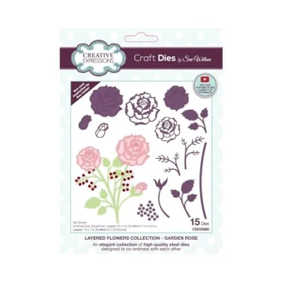 Image of Creative Expressions Sue Wilson Layered Flowers Collection Garden Rose Craft Die, Brown, 1.7 x 1.6 ins
