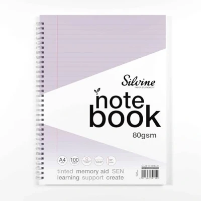 Image of Silvine A4 Lilac Paper Dyslexia Notebook Lined with Margin (100 Pages)