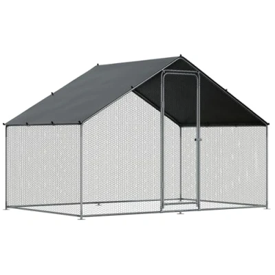 Image of Dellonda 3 x 2 2m Walk In Galvanized Steel Chicken Run with Roof Cover &amp; PVC Coated Wire DG278