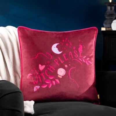 Image of Furn. Witch Please Velvet Piped Cushion Cover, 43 x cm, Purple