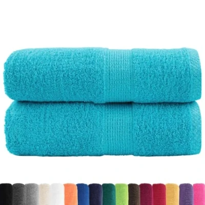 Image of vidaXL Guest Towels 2 Pcs Set Turquoise 30x50 cm 600 GSM 100% Cotton Multi Purpose Hand, Face, Workout, Kitchen