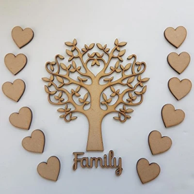 Image of Wooden Family Tree Set, Shape for Crafts, Love Perfect Tree, Weddings, guestbook (17.5cm)