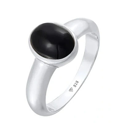 Image of Kuzzoi 0611260221 Men&#039;s Signet Ring with Onyx Stone Black 925 Sterling Silver Polished Gemstone for Men in Size 60 66 mm,