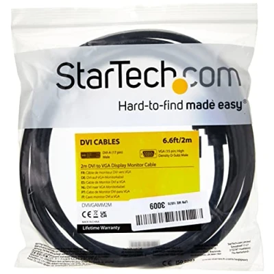 Image of StarTech.com 2m DVI to VGA Display Monitor Cable (15 Pin) 2 Meter A Analog Video Male (DVIVGAMM2M)