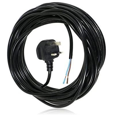 Image of SPARES2GO XL Extra Long 12M Metre Black Cable Mains Power Lead for Einhell Lawnmower &amp; Garden Strimmer (UK Plug)