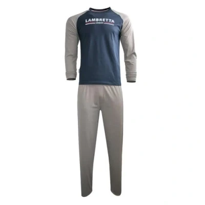 Image of Lambretta Mens Loungewear Pyjama Set Sleepwear Navy/Charcoal M