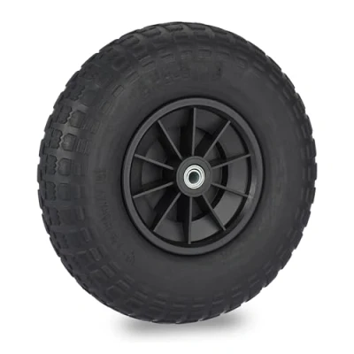 Image of Relaxdays Wheelbarrow Wheel, Size 4.00 8, Profiled Solid Rubber, Plastic Rim Tyre, Puncture Proof, 100kg Load, Black, 4 6