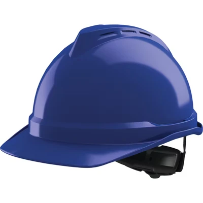 Image of MSA V Gard 500 Non vented Safety Helmet with Fas Trac III Suspension and Sewn PVC Sweatband, Blue