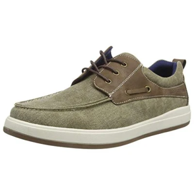 Image of Hush Puppies Men Aiden Boat Shoes, Green (Khaki Khaki), 7 UK