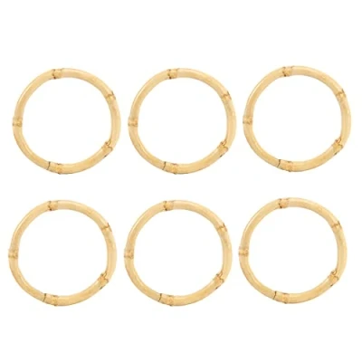 Image of SweetSerenade Handmade Bamboo Napkin Ring Natural Rustic Holders Holder Rings Table Decorations, Set of 6