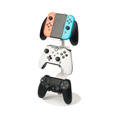 Image of Yamazaki 5088 SMART Game Controller Rack, white, Steel/ABS Resin/Silicone, Minimalist, 17 x 38.5 cm