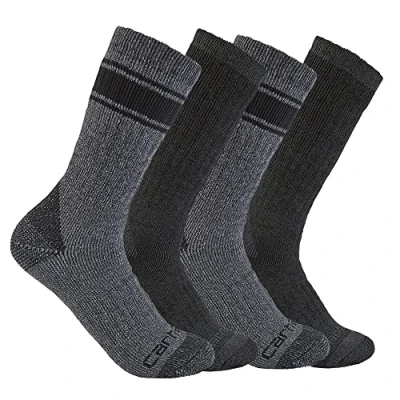 Image of Carhartt Men&#039;s Heavyweight Crew Sock 4 Pack, Assorted 1 Black, X Large (Pack of 4)