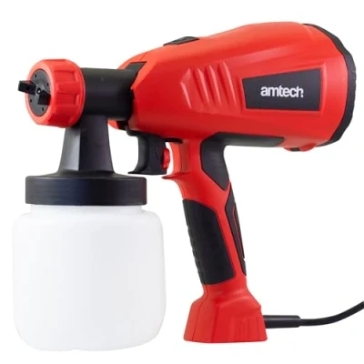 Image of Amtech HVLP Spray Gun Paint Sprayer for Walls and Ceilings, Fences More, 3 Patterns Full Coverage, Adjustable Flow Rate of 800 ml/min, Easy to Clean, Electric (400W)