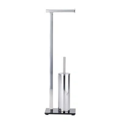 Image of WENKO 22091100 Free standing toilet brush Lava Stainless steel, 21 x 71 17 cm, Shiny