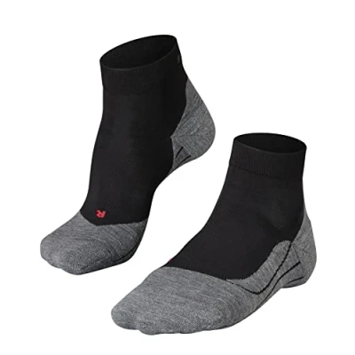 Image of 1 Pair Black / Grey RU4 Short Light Volume Ergonomic Cushioned Running Socks Ladies 4 5 Falke