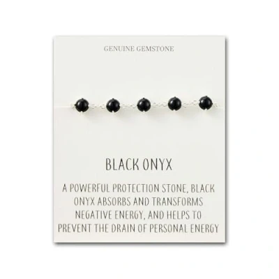 Image of Philip Jones Black Onyx Gemstone Bracelet with Quote Card