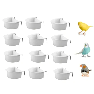 Image of *NEW* 12 PACK WUNDAPETS 6.5 CM D SHAPE PLASTIC BIRD BUDGIE PARROT CAGE HANG FEEDER COOP CUP