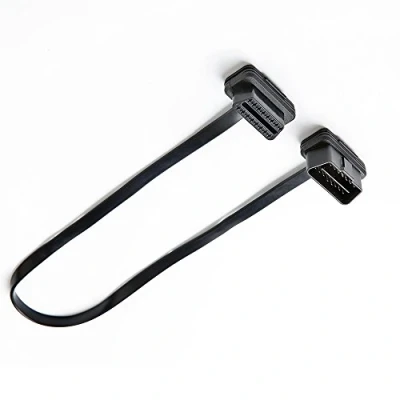 Image of bbfly A2 Flat Ribbon Cable Full 16pin OBD II OBD2 Male to Female Extension with Angled Connectors (1FT/30CM)