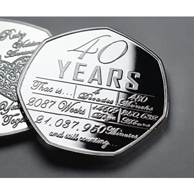 Image of The Commemorative Coin Company For You On Our 40th RUBY WEDDING ANNIVERSARY Commemorative. Gift/Present Husband/Wife. 40 Years Together