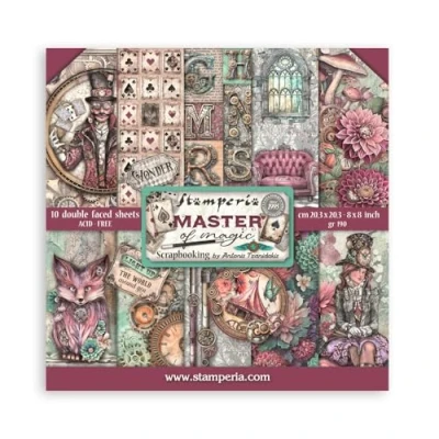 Image of Stamperia Scrapbook Paper Pad for Scrapbooking, Albums, Card Making, Bullet Journalling and More, Acid Free, Double Sided, Perfect Hobbies, Crafts, Gifting (Master of Magic) (20.3 x 20.3 cm)