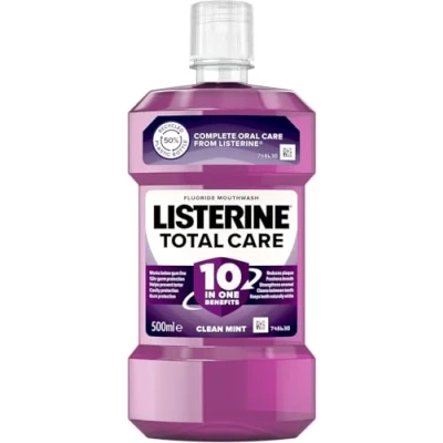 Image of Listerine Total Care Antibacterial Mouthwash (500ml), Caring and Cleansing with 10 in 1 Benefits, Clean Mint Flavoured to Freshen Breath