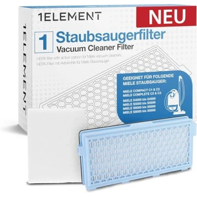 Image of Filter for Miele Vacuum Cleaners [Compact C1 &amp; C2, Complete C2 C3, S8340] HEPA and 1 Motor Filters Allergy Sufferers Against Fine Dust Odors [S4000, S5000, S6000 S8000 Series]