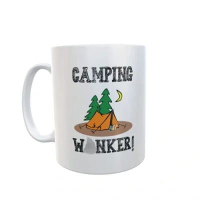 Image of Decalarama Tent Mug Gift Camping Wanker Novelty Rude Funny Holiday Travel Vacation Cup